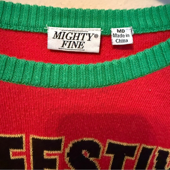 Christmas Sweater Felt Festive Might Delete Ugly Sweater  Winter Holiday Medium - Picture 3 of 5